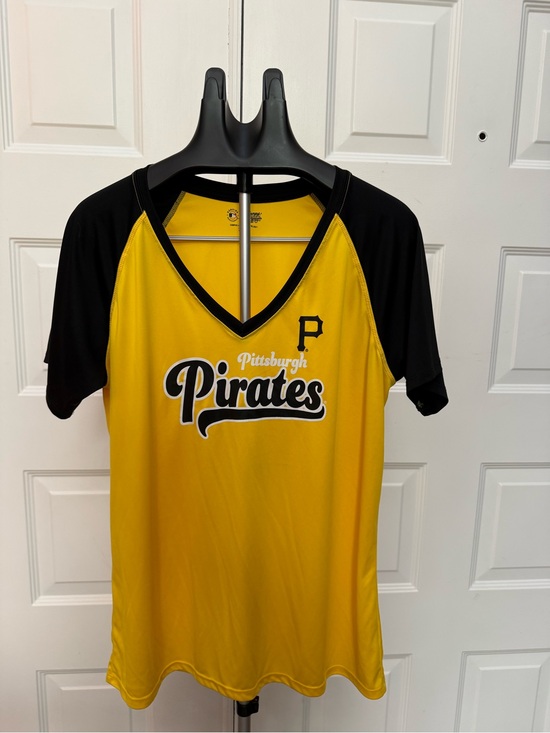 MLB Tops - MLB Pittsburgh Pirates Yellow and Black Women's Jersey